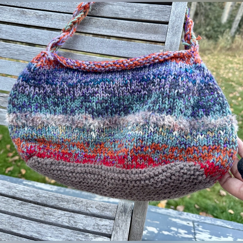 Hand Crafted Colorful Knit Shoulder Bag - Picture 6 of 16
